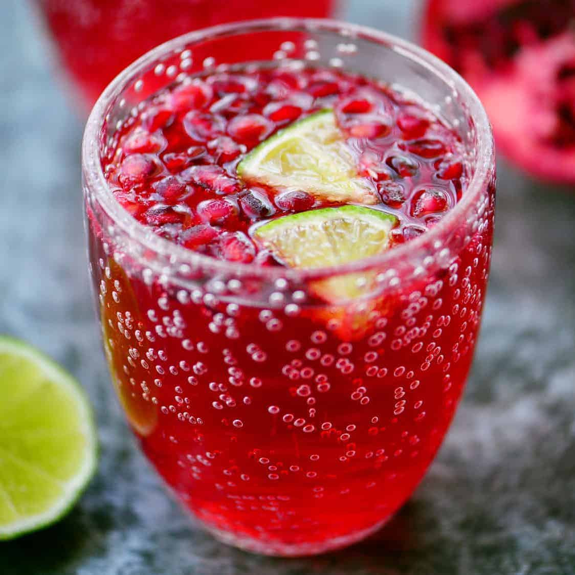 pomegranate lime holiday punch.