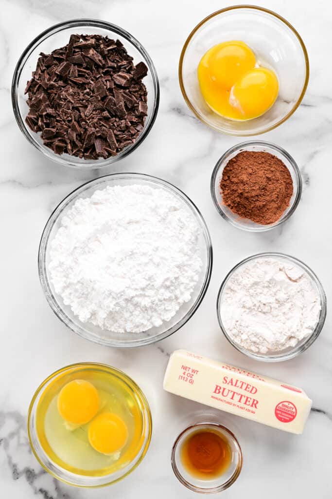 ingredients to make chocolate lava cakes.