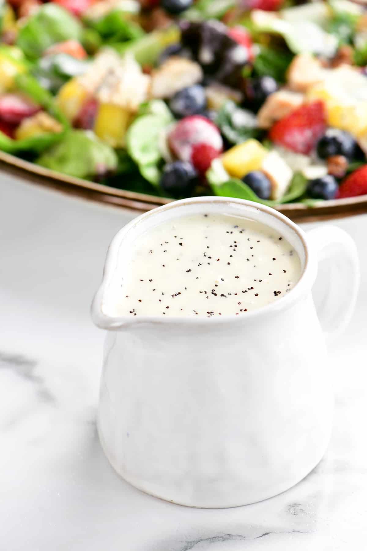 poppy seed dressing and a strawberry spinach salad.