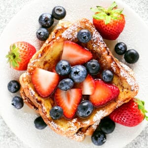French Toast with berries on top.