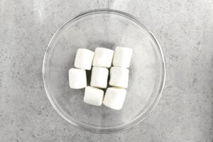 eight marshmallows in a bowl.