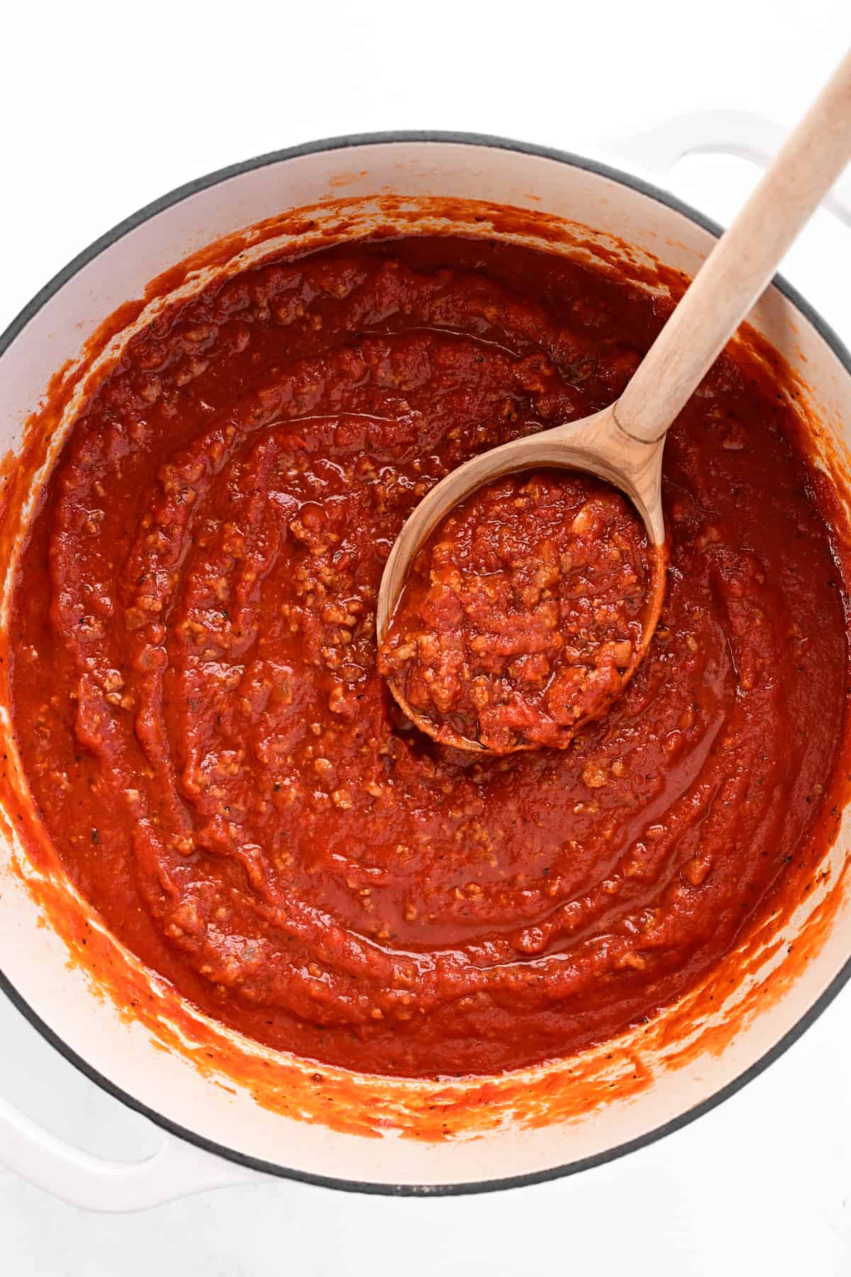 a large pot full of Spaghetti sauce.