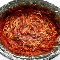 Spaghetti in a crock pot.