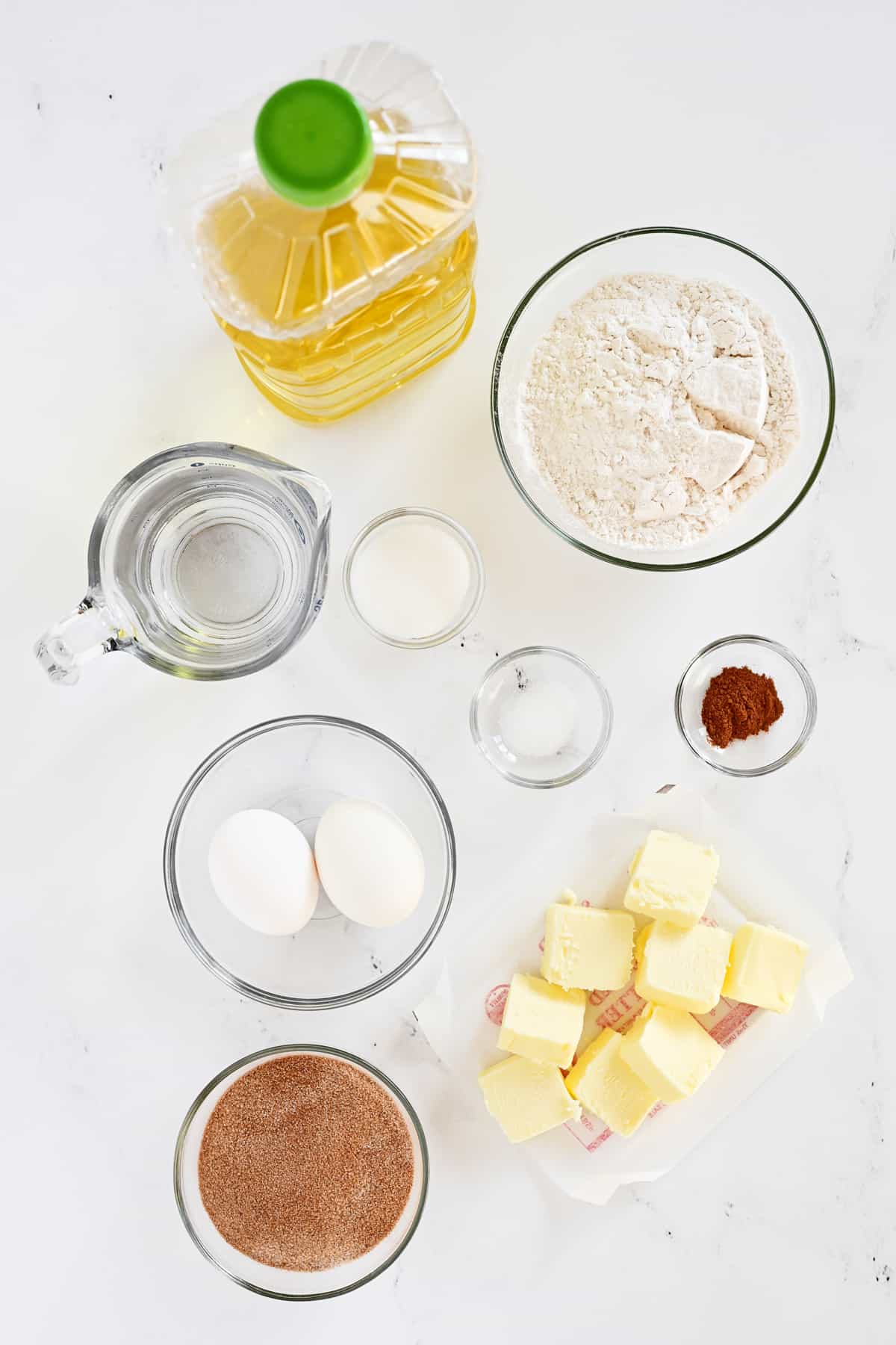 ingredients set out on a countertop.