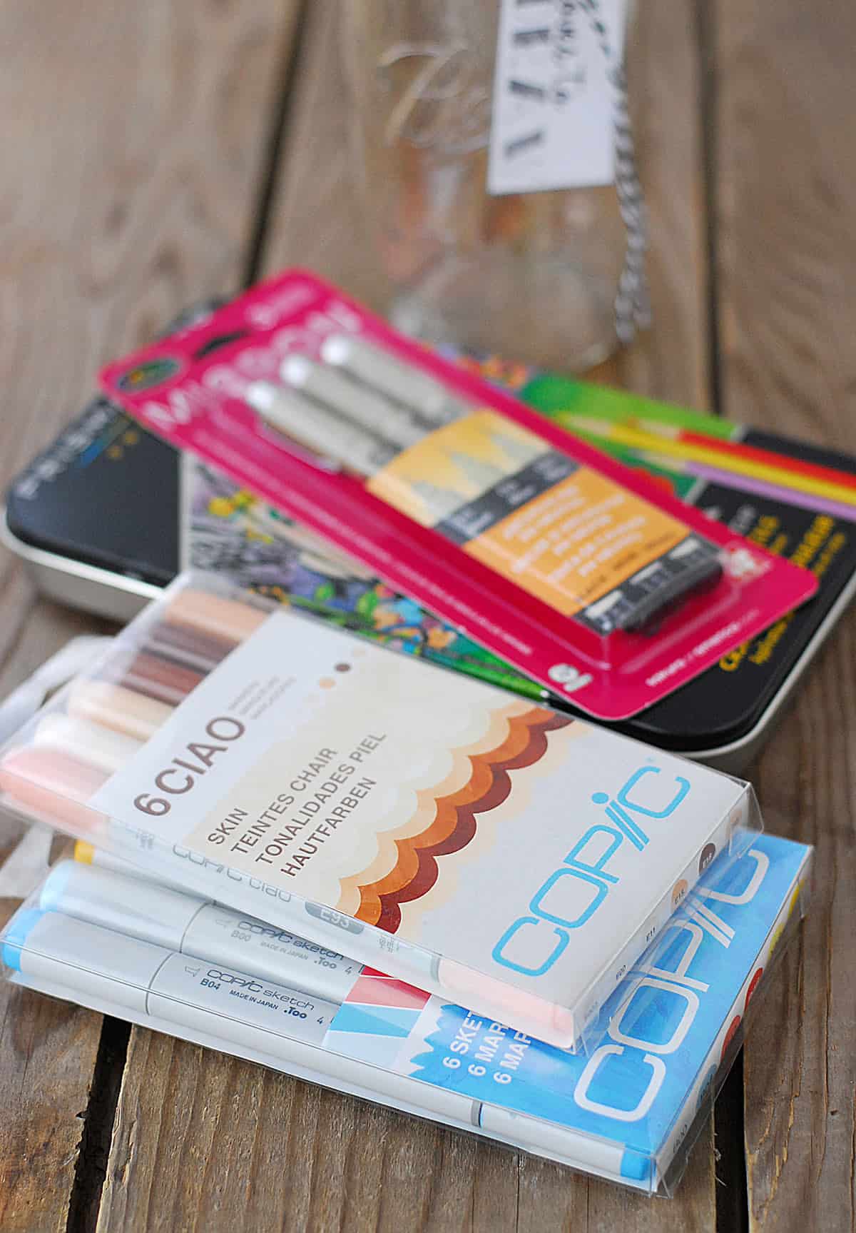 Copic markers and art supplies.