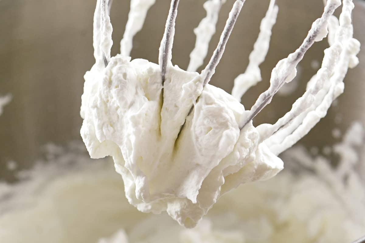 Whipped cream on beater.