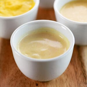 Dijon Mustard substitute mix in a small white serving dish.