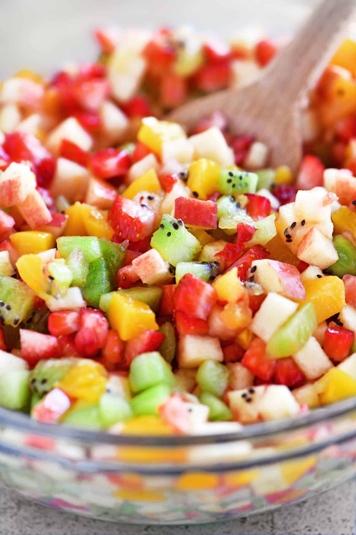 Fruit salsa in a bowl.