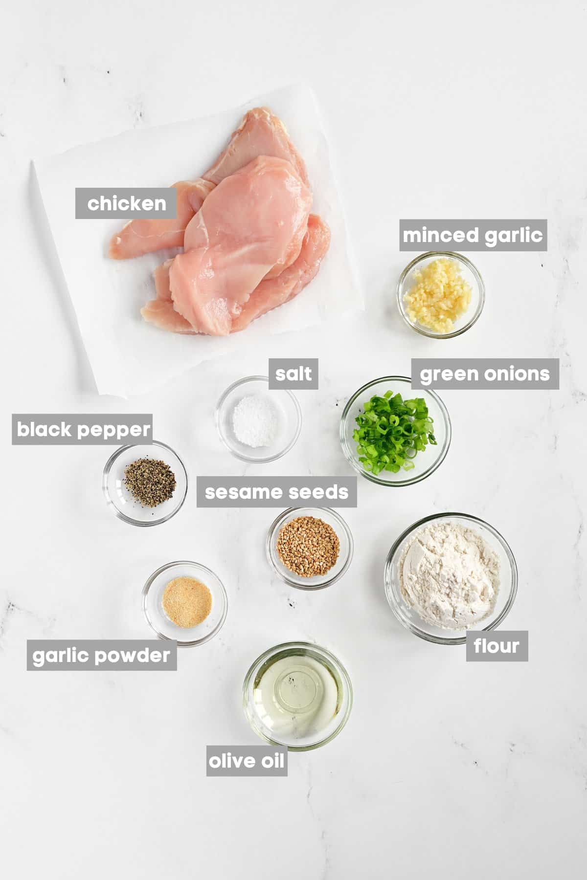 Ingredients on a countertop.