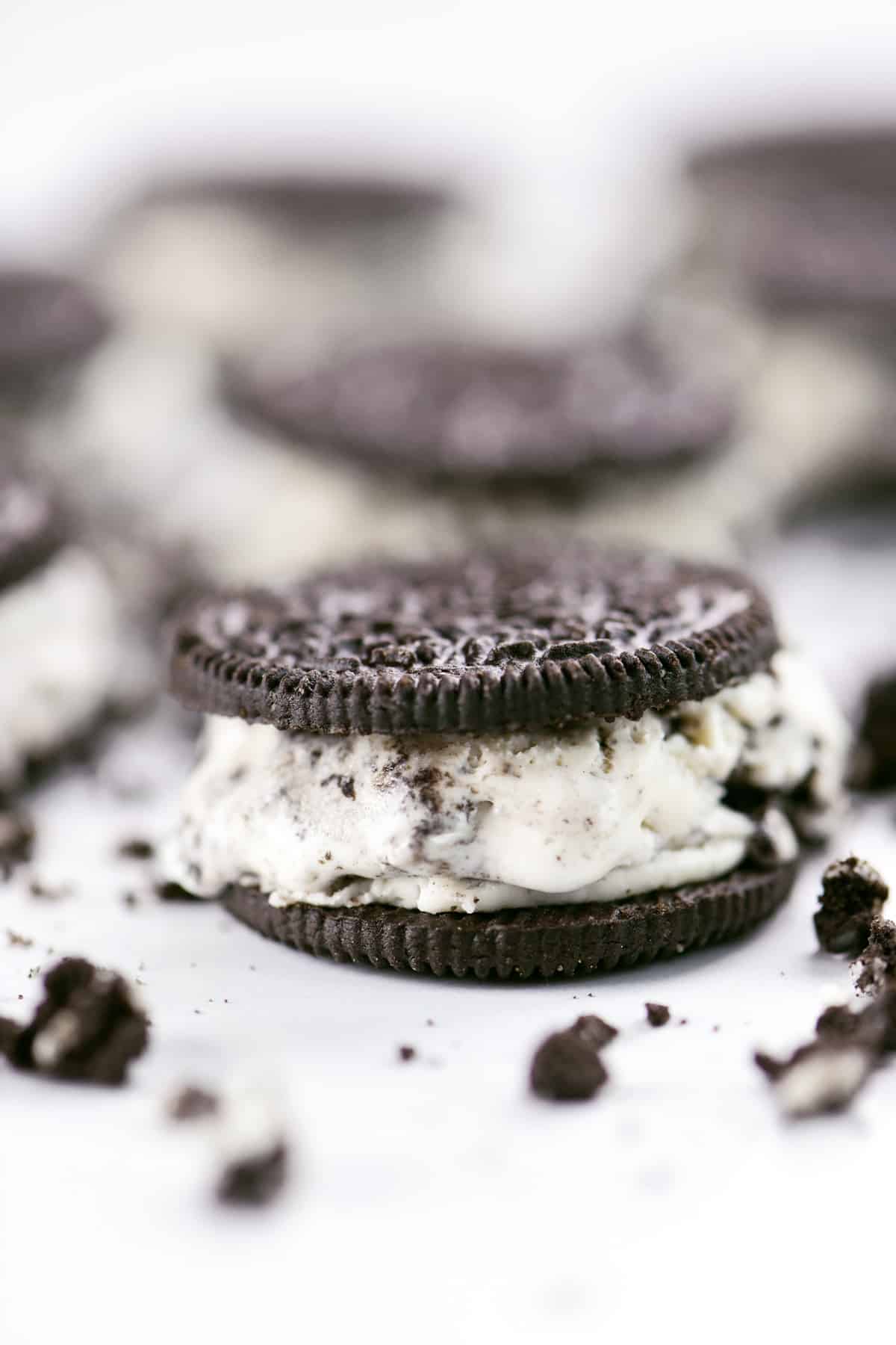 Oreo ice cream sandwiched in an Oreo cookie.