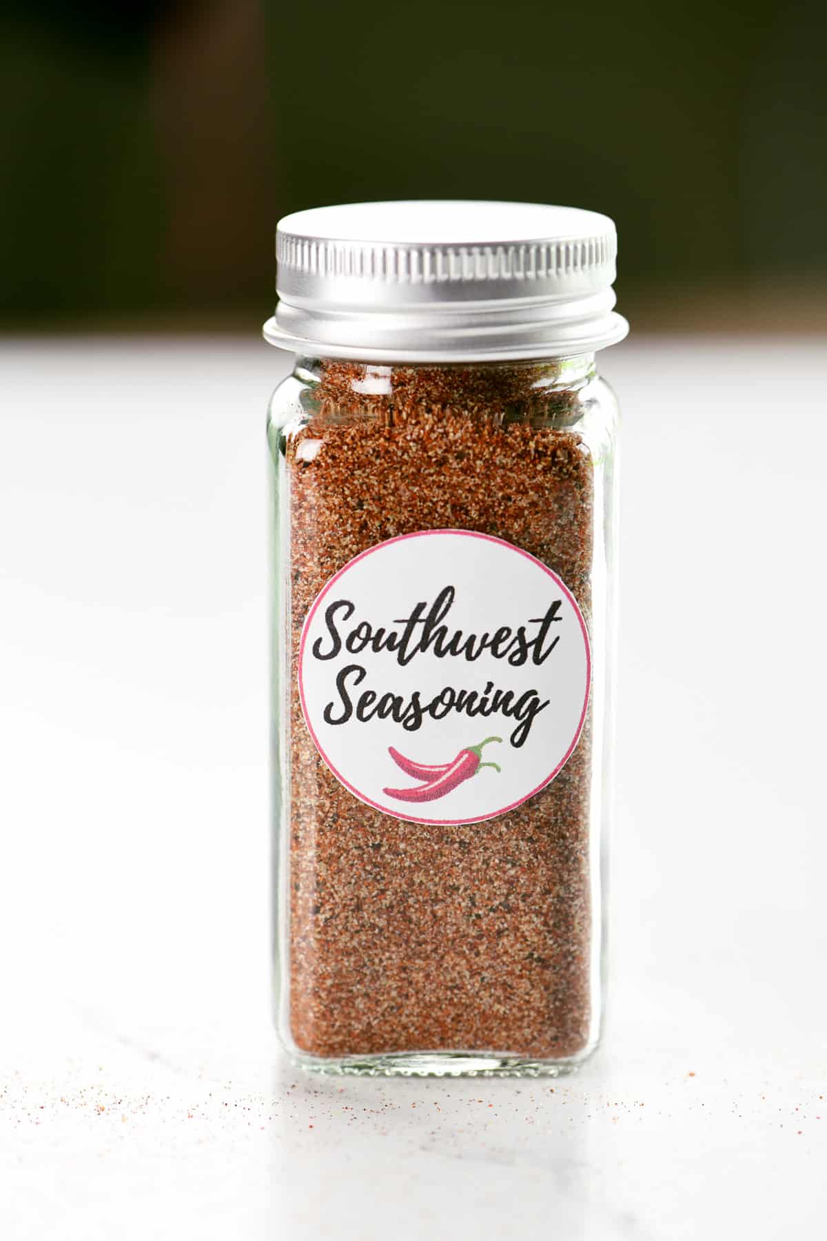 Southwest spice blend in a labeled jar.