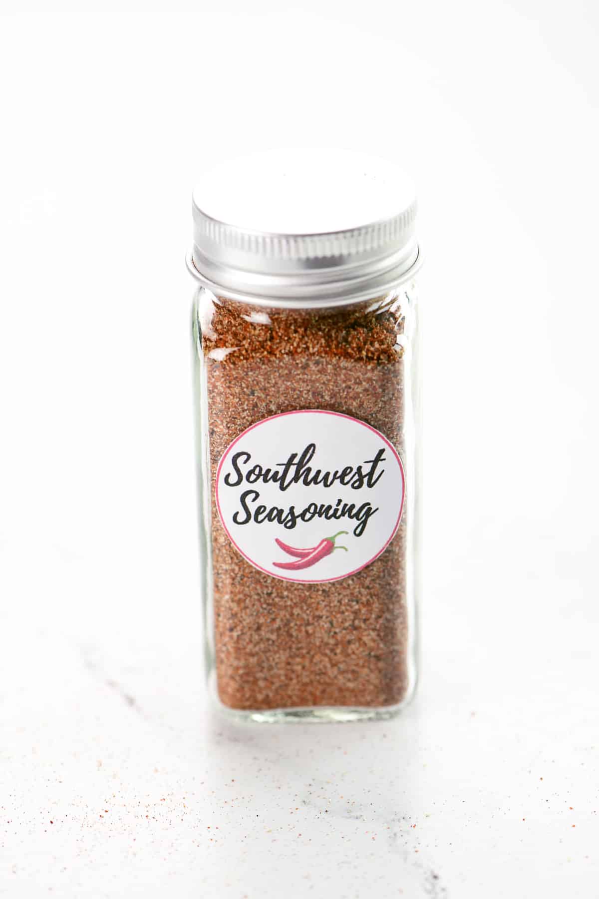 Southwest spice blend in jar with a label.