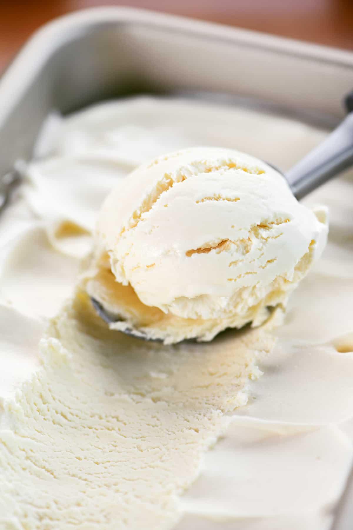 A scoop of 3 ingredient ice cream.
