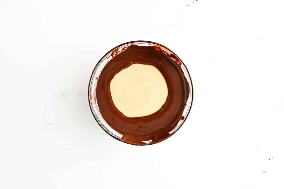 Melted chocolate and sweetened condensed milk.