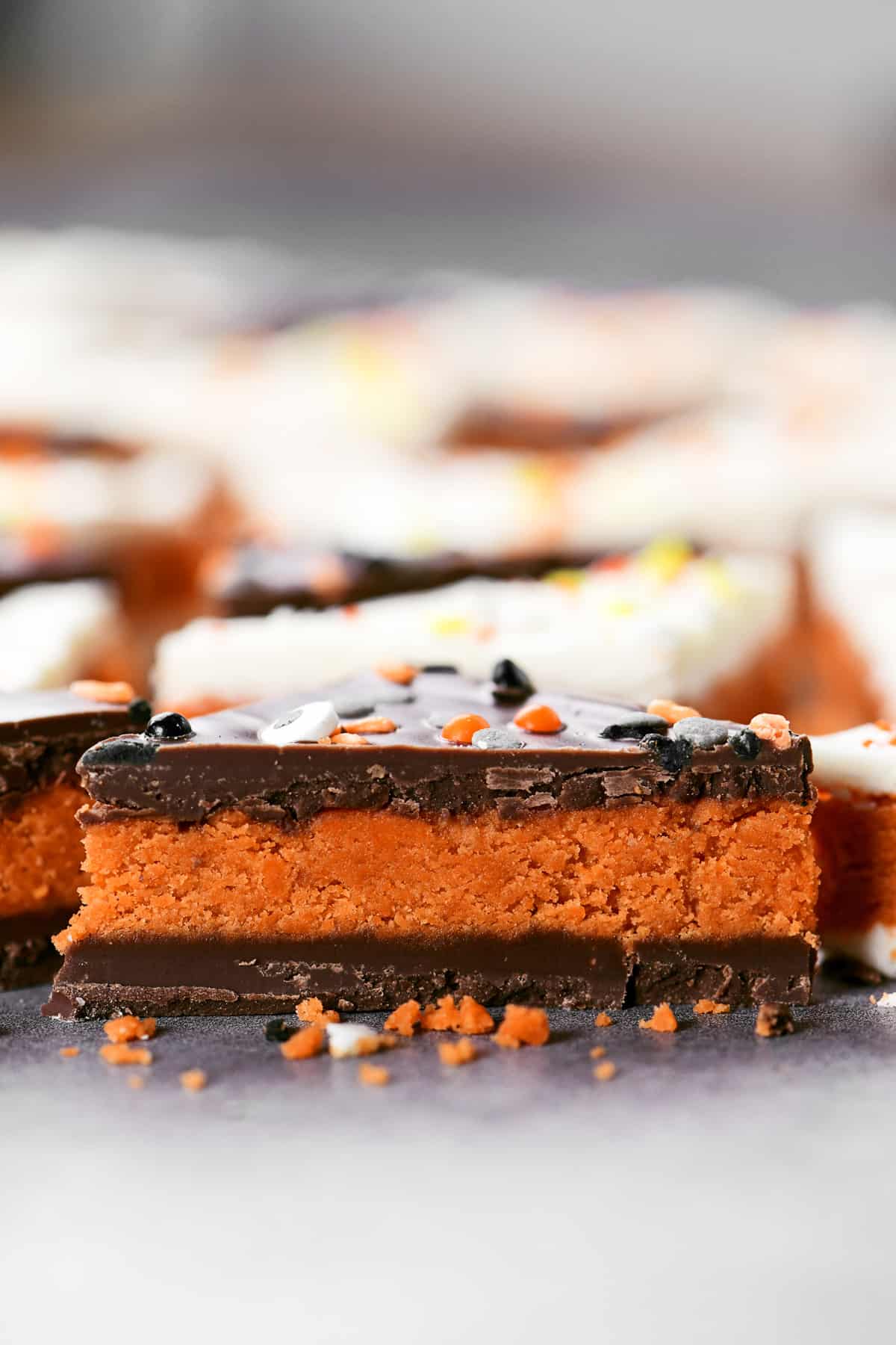 Homemade butterfinger with candy corn.