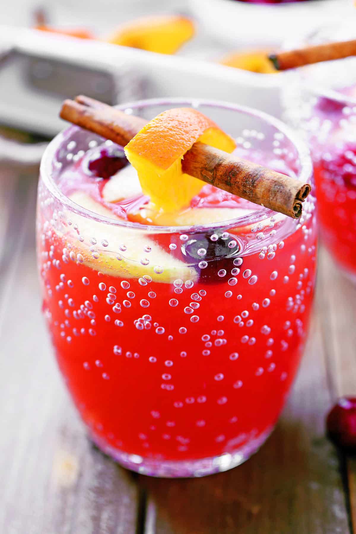 Holiday Punch in a plastic glass.