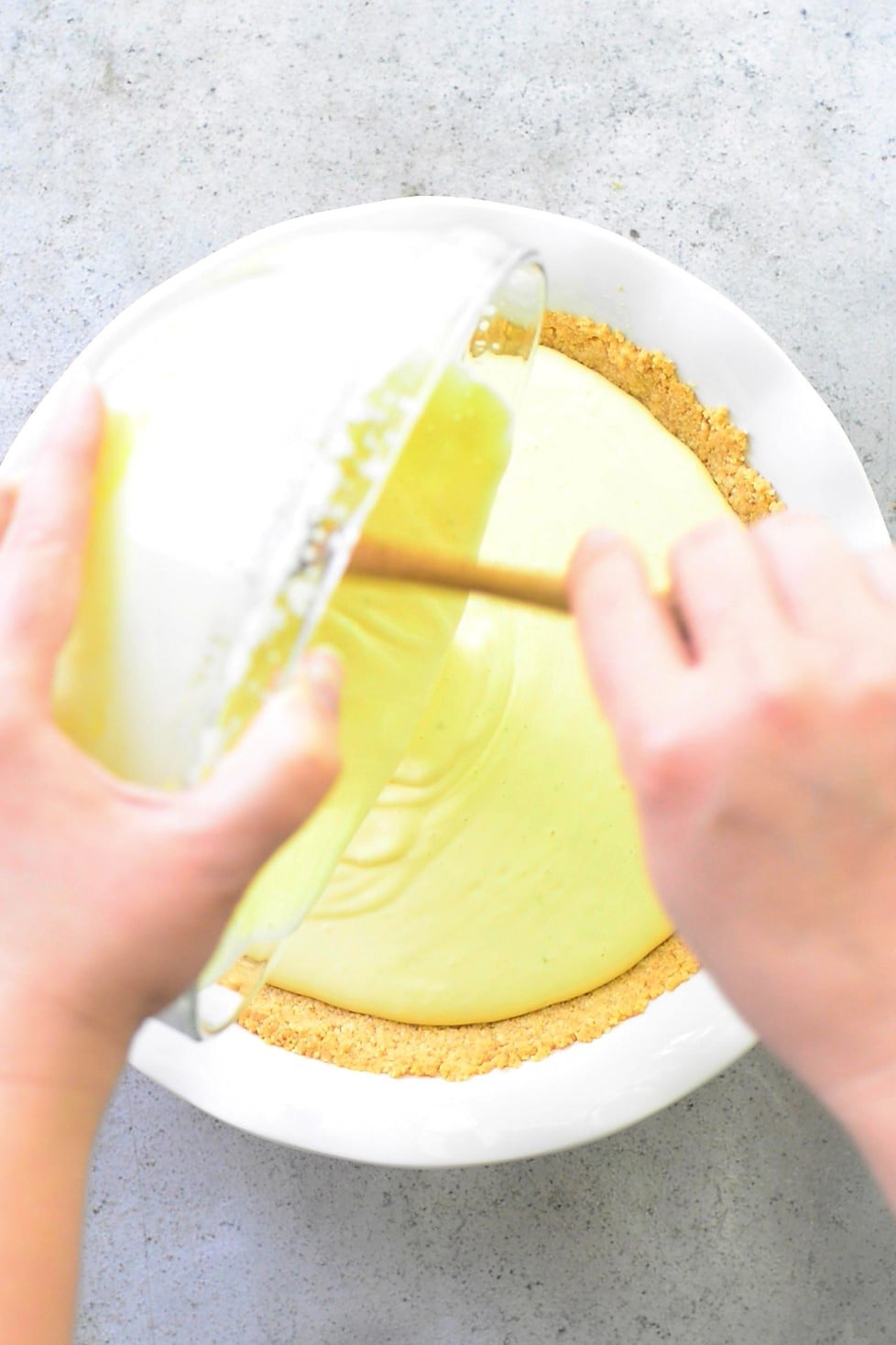 Pour the filling into a crust.