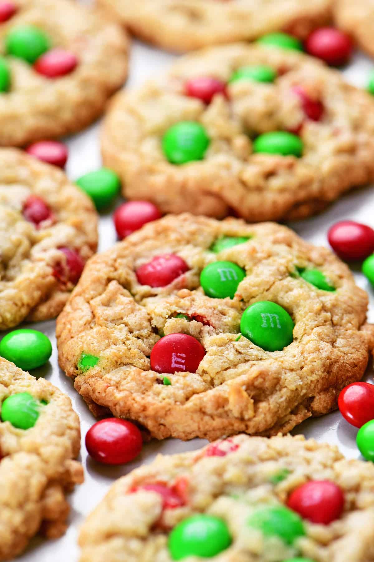 Oatmeal M&M Christmas cookies.