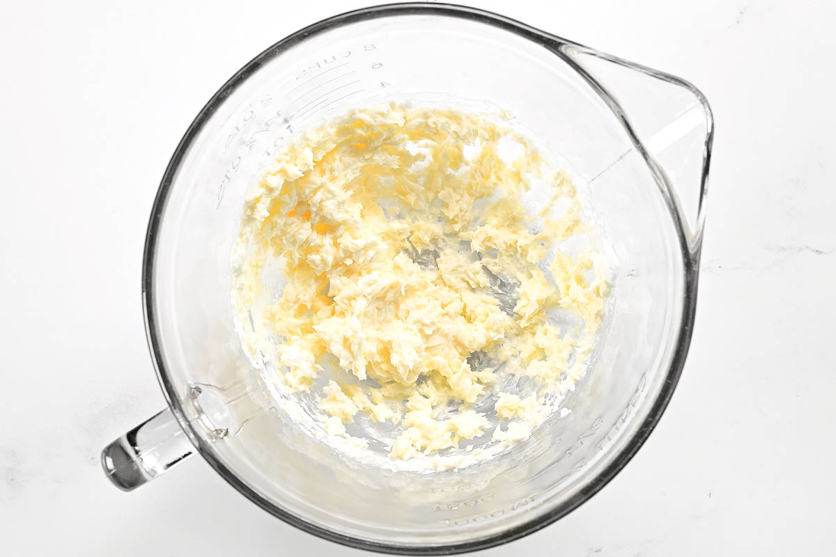 Butter and shortening in a bowl.