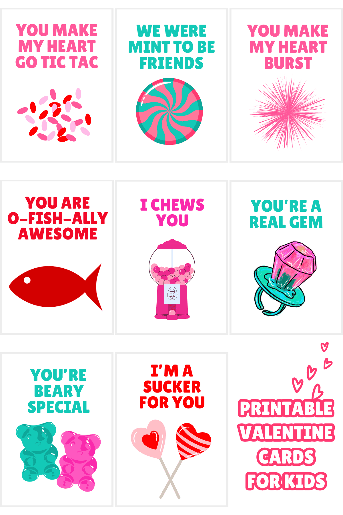 Printable Valentine's Day cards for kids.