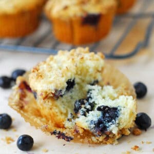 Streusel topped blueberry muffins.