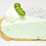 A slice of easy key lime pie on a plate.