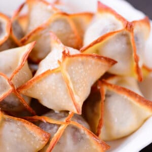 Meatball wontons in a bowl.