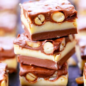 Nut goodie bars in a stack.