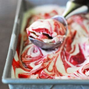 Raspberry swirled peach ice cream.