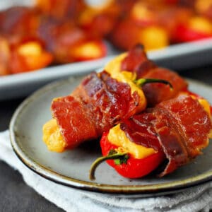 Spicy bacon wrapped peppers.