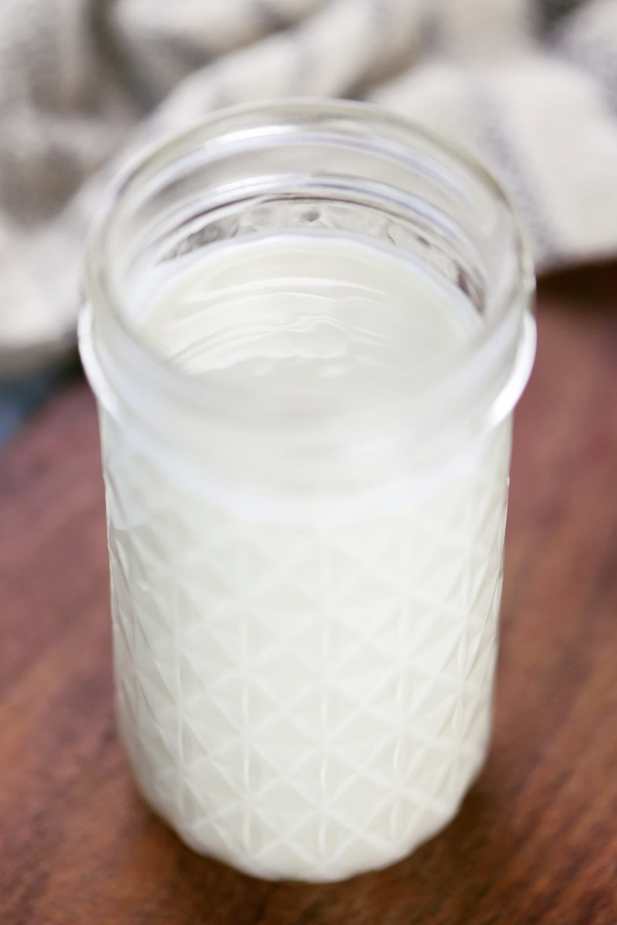White chocolate shell in a jar.