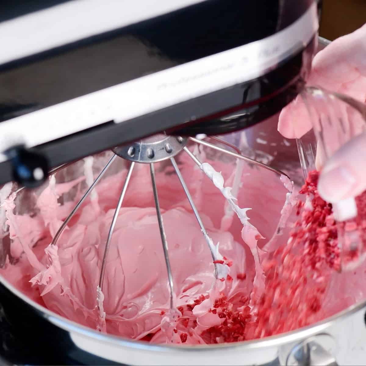 Add chopped freeze dried strawberries.