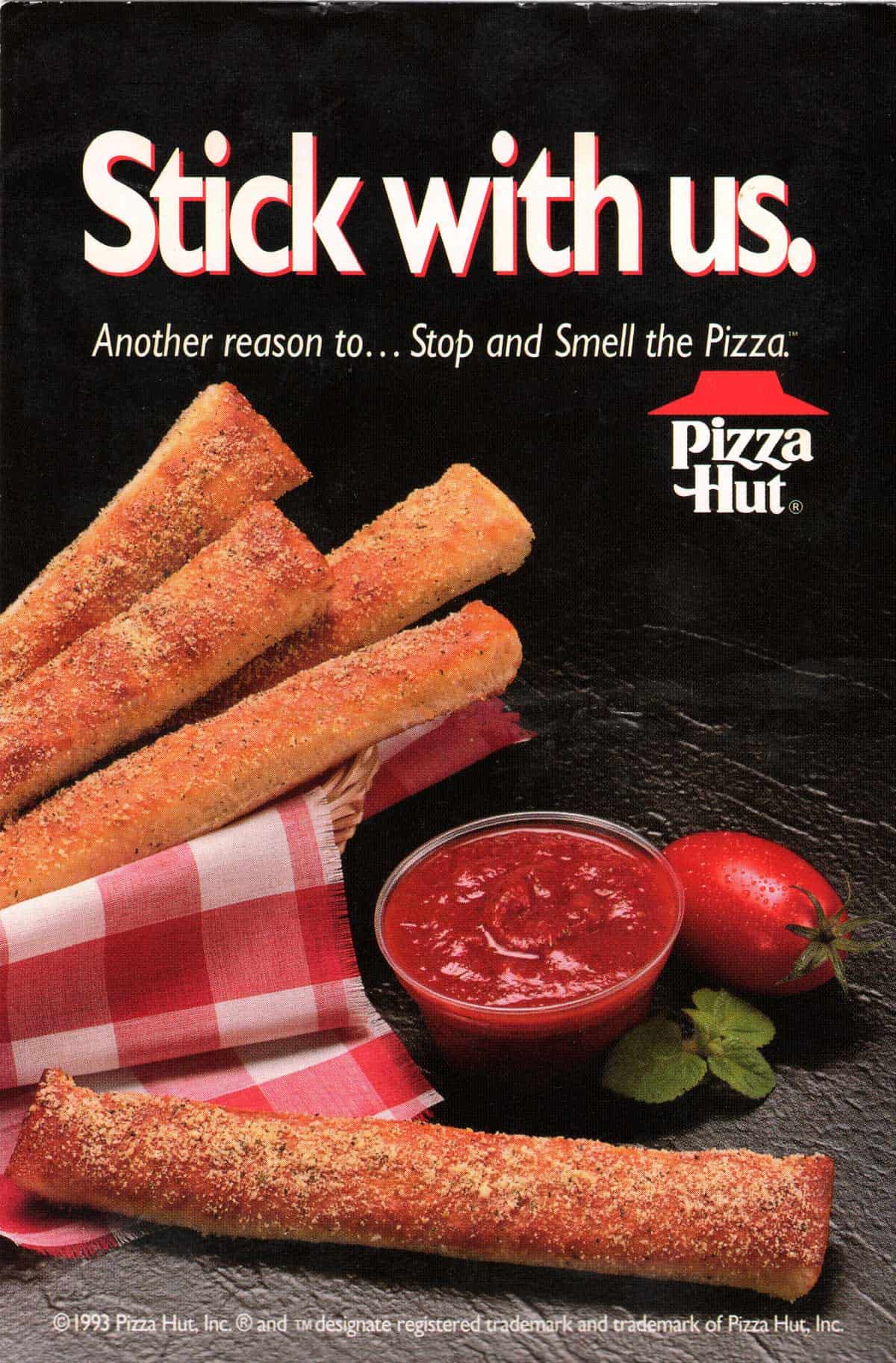 A Pizza Hut breadsticks ad from 1993.