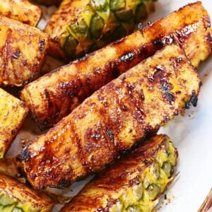 Grilled pineapple wedges.