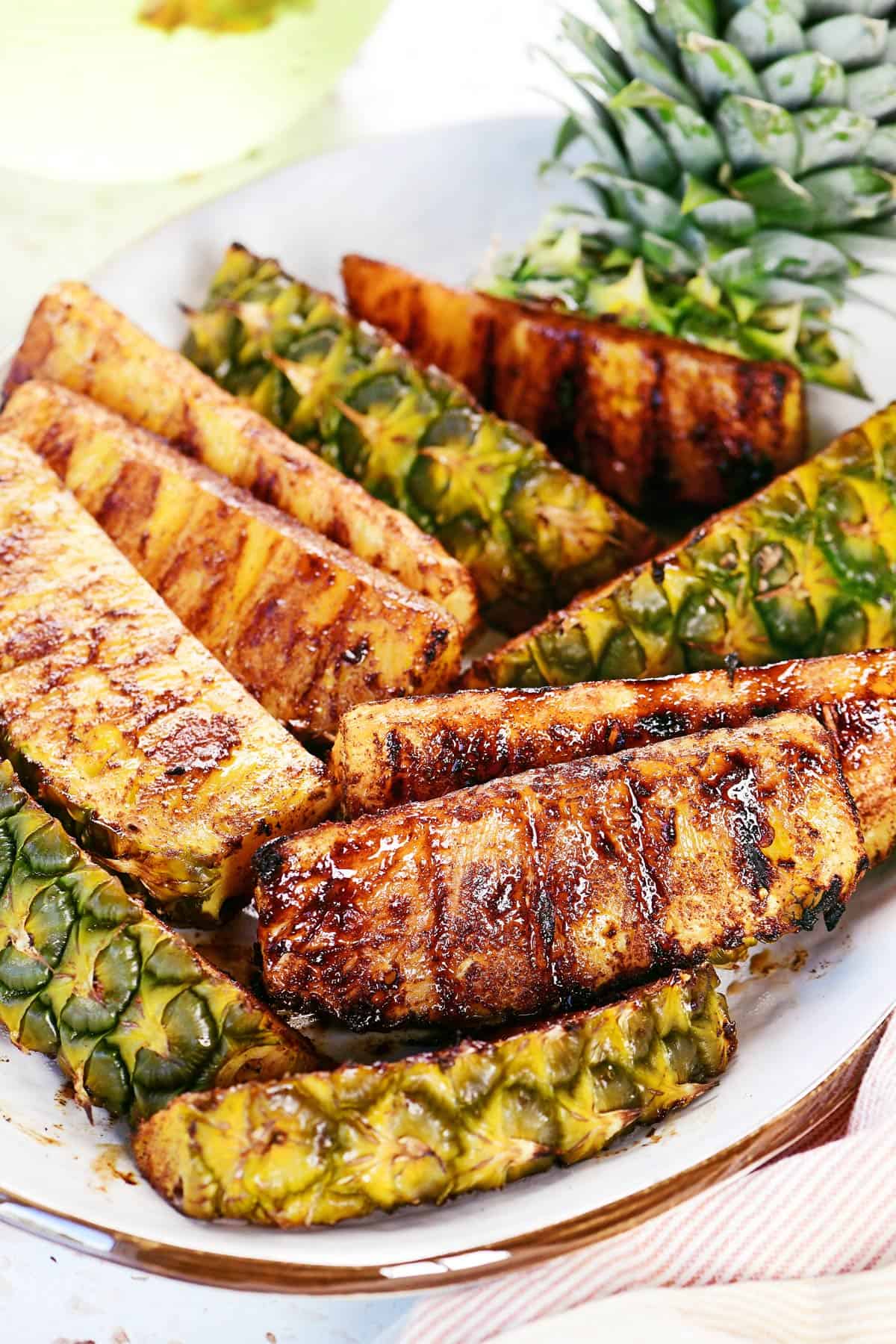 A platter of grilled pineapple.