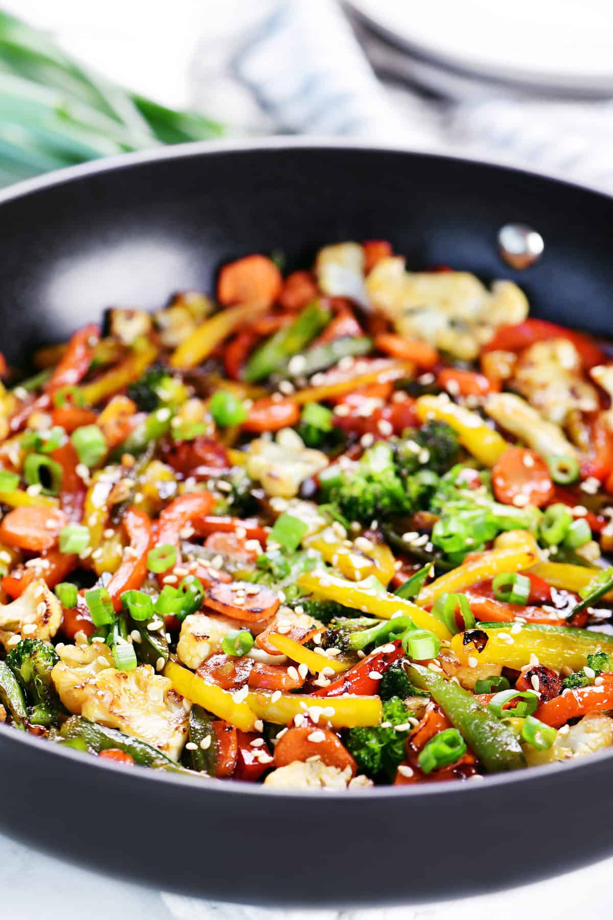 Vegetable stir fry with teriyaki sauce.