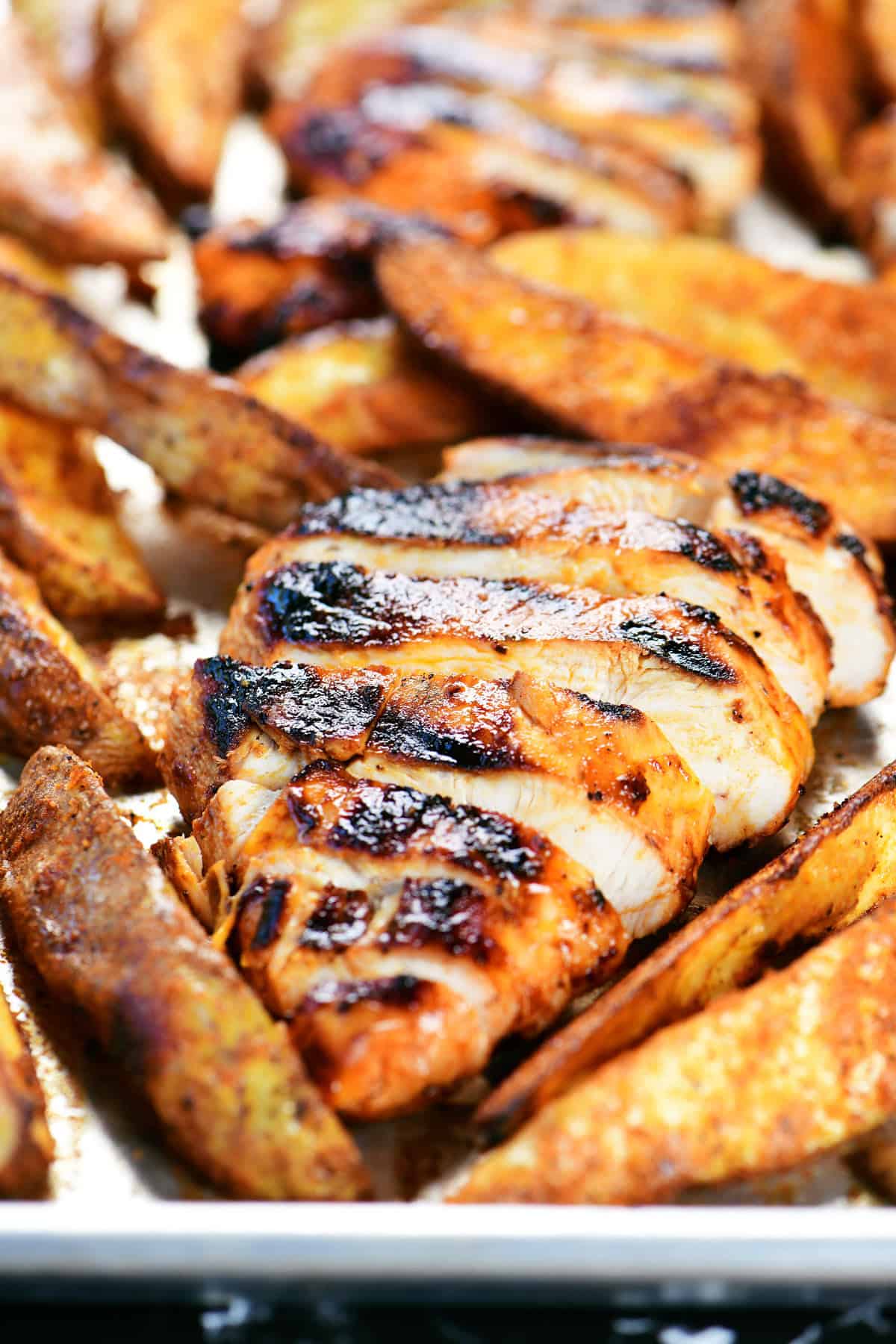 Sliced, grilled buffalo chicken breast.