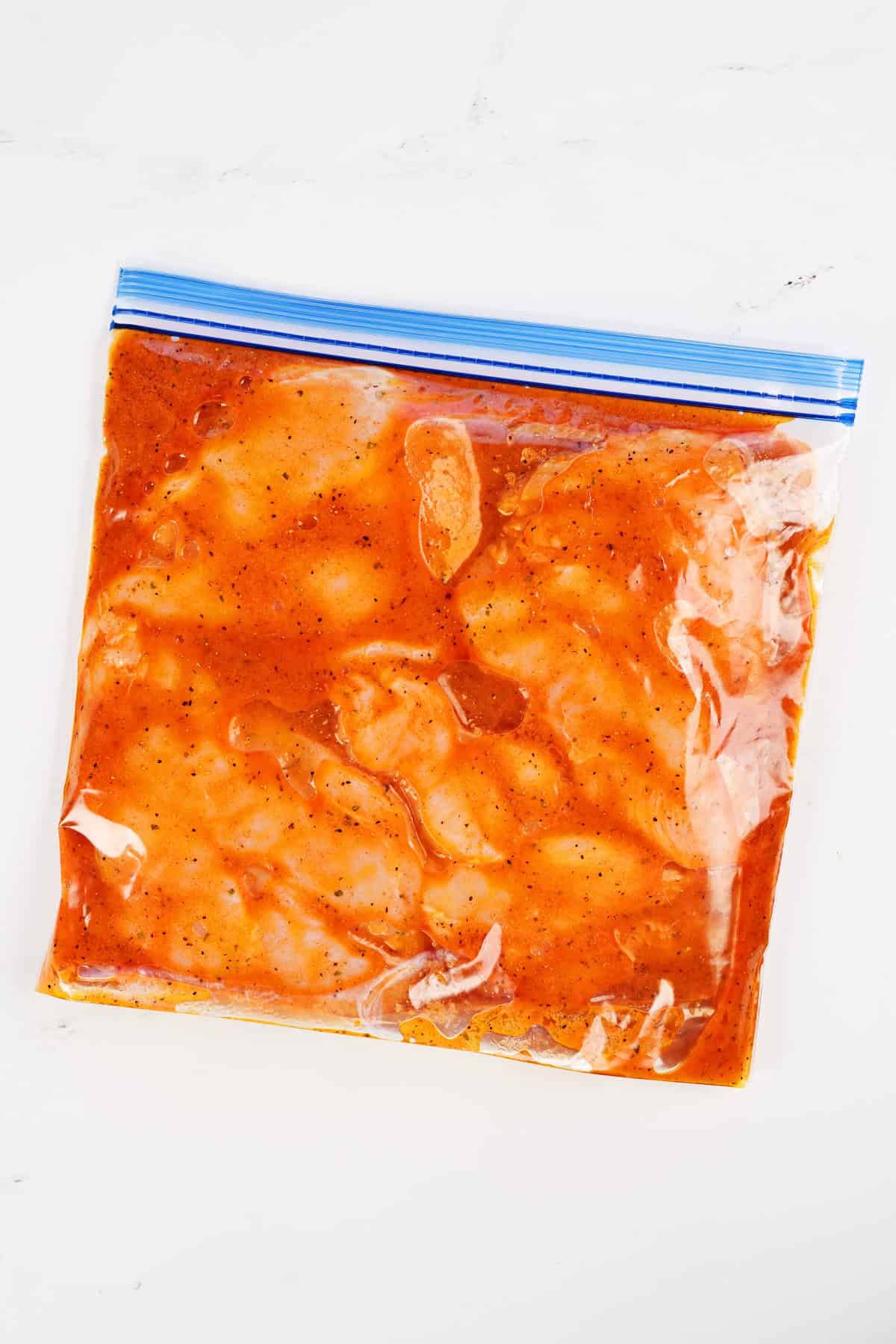 Buffalo chicken marinade in a bag.